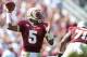 TALLAHASSEE, FL - OCTOBER 5: Jameis Winston #5 of the Florida State Seminoles winds up for a pass against the Maryland Terrapins during the first half on October 5, 2013 at Doak Campbell Stadium in Tallahassee, Florida. The Seminoles went to beat the Terrapins 63-0. (Photo by Jeff Gammons/Getty Images)