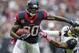 Oct 13, 2013; Houston, TX, USA; Houston Texans wide receiver Andre Johnson (80) makes a reception during the first quarter as St. Louis Rams free safety Rodney McLeod (23) attempts to make a tackle at Reliant Stadium. Mandatory Credit: Troy Taormina-USA TODAY Sports