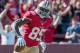 Oct 13, 2013; San Francisco, CA, USA; San Francisco 49ers tight end Vernon Davis (85) reacts after scoring a touchdown during the second quarter against the Arizona Cardinals at Candlestick Park. Mandatory Credit: Ed Szczepanski-USA TODAY Sports