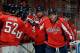 WASHINGTON, DC - OCTOBER 03: Alex Ovechkin #8 of the Washington Capitals celebrates after scoring in the second period of the Washington Capitals home opener against the Calgary Flames at Verizon Center on October 3, 2013 in Washington, DC. (Photo by Patrick McDermott/NHLI via Getty Images)