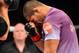 Oct 9, 2013; Barueri, Sao Paulo, Brazil; Rousimar Palhares reacts after defeating Mike Pierce (not pictured) during UFC Fight Night at Jose Correa Arena. Mandatory Credit: Jason Silva-USA TODAY Sports