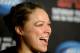 Feb 23, 2013; Anaheim, CA, USA; Ronda Rousey attends the post fight press conference at the Honda Center. Rousey defeated Liz Carmouche in their bantamweight title bout. Mandatory Credit: Jayne Kamin-Oncea-USA TODAY Sports