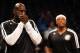 Oct 12, 2013; Brooklyn, NY, USA; Brooklyn Nets power forward Kevin Garnett (left) and Brooklyn Nets small forward Paul Pierce look on before the first half of the preseason game against the Detroit Pistons at Barclays Center. Mandatory Credit: Joe Camporeale-USA TODAY Sports