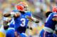 BATON ROUGE, LA - OCTOBER 12: Tyler Murphy #3 of the Florida Gators drops back to pass against the LSU Tigers during a game at Tiger Stadium on October 12, 2013 in Baton Rouge, Louisiana. LSU won the game 17-6. (Photo by Stacy Revere/Getty Images)
