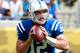 JACKSONVILLE, FL - SEPTEMBER 29: Andrew Luck #12 of the Indianapolis Colts attempts a pass during the game against the Jacksonville Jaguars at EverBank Field on September 29, 2013 in Jacksonville, Florida. (Photo by Sam Greenwood/Getty Images)