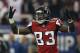 ATLANTA, GA - JANUARY 20: Wide receiver Harry Douglas #83 of the Atlanta Falcons reacts after teammate wide receiver Julio Jones #11 scores a 46-yard touchdown reception in the first quarter against the San Francisco 49ers in the NFC Championship game at the Georgia Dome on January 20, 2013 in Atlanta, Georgia. (Photo by Streeter Lecka/Getty Images)