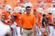 Sep 14, 2013; Stillwater, OK, USA; Oklahoma State Cowboys head coach Mike Gundy during practice before the game against the Lamar Cardinals at Boone Pickens Stadium. Mandatory Credit: Richard Rowe-USA TODAY Sports