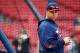BOSTON, MA - OCTOBER 22: Carlos Beltran #3 of the St. Louis Cardinals looks on during batting practice during 2013 World Series Media Day at Fenway Park on October 22, 2013 in Boston, Massachusetts. The Red Sox host the Cardinals in Game 1 on October 23, 2013. (Photo by Jared Wickerham/Getty Images)