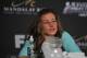 April 13, 2013; Las Vegas, NV, USA; Miesha Tate speaks to media following her loss at the TUF 17 Finale at the Mandalay Bay Events Center. Mandatory Credit: Gary A. Vasquez-USA TODAY Sports