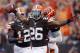 CLEVELAND, OH - SEPTEMBER 29: Running back Willis McGahee #26 of the Cleveland Browns celebrates after a run against the Cincinnati Bengals at FirstEnergy Stadium on September 29, 2013 in Cleveland, Ohio. (Photo by Matt Sullivan/Getty Images)