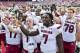 FAYETTEVILLE, AR - OCTOBER 12: Jadeveon Clowney #7 of the South Carolina Gamecocks cheers with the fans and teammates after a game against the Arkansas Razorbacks at Razorback Stadium on October 12, 2013 in Fayetteville, Arkansas. The Gamecocks defeated the Razorbacks 52-7. (Photo by Wesley Hitt/Getty Images)