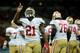 LONDON, ENGLAND - OCTOBER 27: #21 Frank Gore of the San Francisco 49ers celebrates after scoring a touchdown during the NFL International Series game between San Francisco 49ers and Jacksonville Jaguars at Wembley Stadium on October 27, 2013 in London, England. (Photo by Michael Regan/Getty Images)