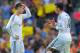 BARCELONA, SPAIN - OCTOBER 26: Gareth Bale (R) and Cristiano Ronaldo of Real Madrid CF react after Barcelona scored the opening goal during the La Liga match between FC Barcelona and Real Madrid CF at Camp Nou stadium on October 26, 2013 in Barcelona, Spain. (Photo by Denis Doyle/Getty Images)