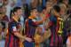 BARCELONA, SPAIN - OCTOBER 26: Alexis Sanchez (C) of FC Barcelona celebrates with team-mates Lionel Messi (L) and Neymar after scoring their team's second goal during the La Liga match between FC Barcelona and Real Madrid CF at Camp Nou stadium on October 26, 2013 in Barcelona, Spain. (Photo by Denis Doyle/Getty Images)