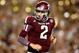 Sep 21, 2013; College Station, TX, USA; Texas A&M Aggies quarterback Johnny Manziel (2) against the SMU Mustangs in the second half at Kyle Field. Mandatory Credit: Mark J. Rebilas-USA TODAY Sports