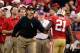 SAN FRANCISCO, CA - OCTOBER 06: Head coach Jim Harbaugh of the San Francisco 49ers high-fives Frank Gore #21 against the Houston Texans during their game at Candlestick Park on October 6, 2013 in San Francisco, California. (Photo by Ezra Shaw/Getty Images)