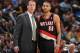 DENVER, CO - NOVEMBER 1: Nicolas Batum #88 and Head Coach Terry Slotts of the Portland Trail Blazers have a conversation against the Denver Nuggets on November 1, 2013 at the Pepsi Center in Denver, Colorado. NOTE TO USER: User expressly acknowledges and agrees that, by downloading and/or using this Photograph, user is consenting to the terms and conditions of the Getty Images License Agreement. Mandatory Copyright Notice: Copyright 2013 NBAE (Photo by Garrett W. Ellwood/NBAE via Getty Images)