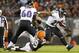 CLEVELAND, OH - NOVEMBER 3: Free safety Tashaun Gipson #39 of the Cleveland Browns tackles running back Ray Rice #27 of the Baltimore Ravens during the first half at FirstEnergy Stadium on November 3, 2013 in Cleveland, Ohio. (Photo by Jason Miller/Getty Images)
