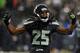 SEATTLE, WA. - DECEMBER 23: Cornerback Richard Sherman #25 of the Seattle Seahawks celebrates a tackle during the fourth quarter of the game against the San Francisco 49ers at CenturyLink Field on December 23, 2012 in Seattle,Wa. The Seahawks won the game 42-13. (Photo by Steve Dykes/Getty Images)