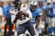 DETROIT, MI - SEPTEMBER 29: Martellus Bennett #83 of the Chicago Bears makes a catch in front of Bill Bentley #28 of the Detroit Lions in the first quarter at Ford Field on September 29, 2013 in Detroit, Michigan. (Photo by Gregory Shamus/Getty Images)