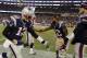 Nov 3, 2013; Foxborough, MA, USA; New England Patriots quarterback Tom Brady (12) celebrates a touchdown against the Pittsburgh Steelers in the second half at Gillette Stadium. The Patriots defeated the Steelers 55-31. Mandatory Credit: David Butler II-USA TODAY Sports
