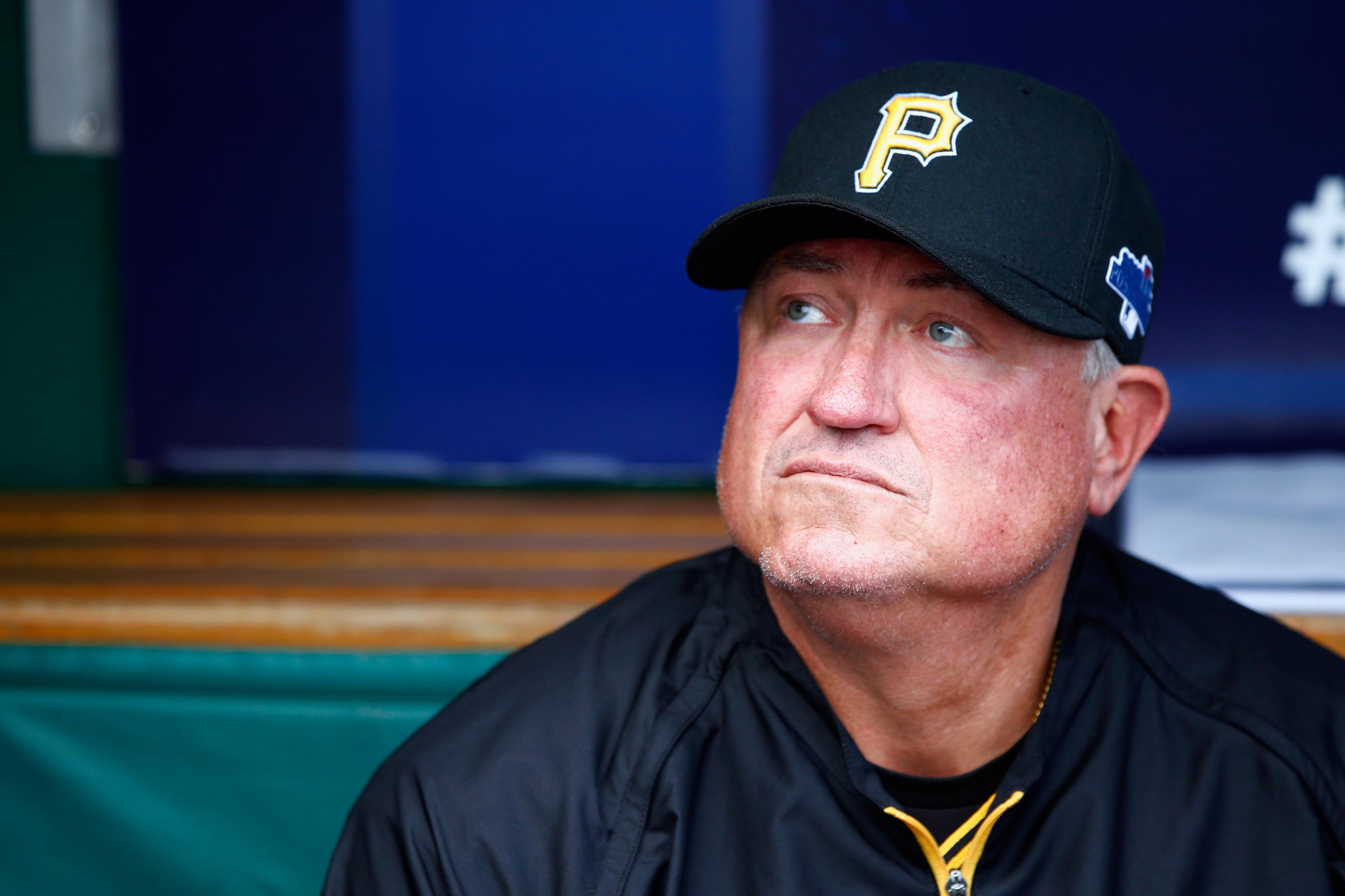 Pittsburgh Pirates manager Clint Hurdle shows the All-Star jersey