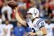 HOUSTON, TX- NOVEMBER 03: Andrew Luck #12 of the Indianapolis Colts passes against the Houston Texans on November 03, 2013 at Reliant Stadium in Houston, Texas. Colts won 27 to 24. (Photo by Thomas B. Shea/Getty Images)
