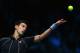 LONDON, ENGLAND - NOVEMBER 05: Novak Djokovic of Serbia serves in his men's singles match against Roger Federer of Switzerland during day two of the Barclays ATP World Tour Finals at O2 Arena on November 5, 2013 in London, England. (Photo by Clive Brunskill/Getty Images)