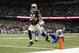 Oct 27, 2013; New Orleans, LA, USA; New Orleans Saints wide receiver Kenny Stills (84) carries the ball into the end zone for a touchdown in the second quarter agains the Buffalo Bills at Mercedes-Benz Superdome. Mandatory Credit: Crystal LoGiudice-USA TODAY Sports