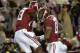 Nov 9, 2013; Tuscaloosa, AL, USA; Alabama Crimson Tide tight end O.J. Howard (88) celebrates his 52 yard touchdown catch and run with Kevin Norwood (83) against the LSU Tigers during the second quarter at Bryant-Denny Stadium. Mandatory Credit: John David Mercer-USA TODAY Sports