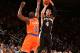 NEW YORK, NY - NOVEMBER 10: Danny Green #4 of the San Antonio Spurs shoots against Raymond Felton #2 of the New York Knicks during a game at the newly transformed Madison Square Garden in New York City on November 10, 2013. NOTE TO USER: User expressly acknowledges and agrees that, by downloading and or using this photograph, User is consenting to the terms and conditions of the Getty Images License Agreement. Mandatory Copyright Notice: Copyright 2013 NBAE (Photo by Nathaniel S. Butler/NBAE via Getty Images)