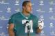 DAVIE, FL - MAY 4: Jonathan Martin #71 of the Miami Dolphins talks ot the media after the rookie minicamp on May 4, 2012 at the Miami Dolphins training facility in Davie, Florida. (Photo by Joel Auerbach/Getty Images)