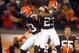 CLEVELAND, OH - NOVEMBER 03: Defensive backs T.J. Ward #43 and Joe Haden #23 of the Cleveland Browns celebrate after an interception against the Baltimore Ravens at FirstEnergy Stadium on November 3, 2013 in Cleveland, Ohio. (Photo by Matt Sullivan/Getty Images)