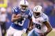 INDIANAPOLIS, IN - DECEMBER 09: T.Y. Hilton #13 of the Indianapolis Colts runs with the ball during the NFL game against the Tennessee Titans at Lucas Oil Stadium on December 9, 2012 in Indianapolis, Indiana. (Photo by Andy Lyons/Getty Images)