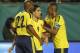 MIAMI GARDENS, FL - FEBRUARY 29: Radamel Falcao Garcia #9 is congratulated by Aquivaldo Mosquera #22 and Luis Amaranto Perea #14 of Colombia after scoring a goal in the first half against Mexico on February 29, 2012 during an International friendly at Sun Life Stadium in Miami Gardens, Florida. (Photo by Joel Auerbach/Getty Images)