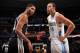 DENVER, CO - NOVEMBER 5: Tim Duncan #21 of the San Antonio Spurs and JaVale McGee #34 of the Denver Nuggets during the game on November 5, 2013 at the Pepsi Center in Denver, Colorado. NOTE TO USER: User expressly acknowledges and agrees that, by downloading and/or using this Photograph, user is consenting to the terms and conditions of the Getty Images License Agreement. Mandatory Copyright Notice: Copyright 2013 NBAE (Photo by Bart Young/NBAE via Getty Images)