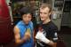 HOLLYWOOD, CA - JULY 11: Zou Shiming (L) of China and Evgeny Gradovich of Russia pose during a work out at Wild Card Boxing Club ahead of Shiming 's six-round bout against Jesus Ortega on July 11, 2013 in Hollywood, California. (Photo by Jeff Gross/Getty Images)