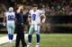 NEW ORLEANS, LA - NOVEMBER 10: Quarterback Tony Romo #9 of the Dallas Cowboys looks on with head coach Jason Garrett against the New Orleans Saints during a game at the Mercedes-Benz Superdome on November 10, 2013 in New Orleans, Louisiana. (Photo by Ronald Martinez/Getty Images)