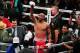 September 8, 2012; Oakland, CA, USA; Andre Ward (red gloves) celebrates after defeating Chad Dawson (blue gloves) during the WBA/WBC super middleweight championship at ORACLE Arena. Mandatory Credit: Kyle Terada-USA TODAY Sports
