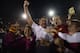 LOS ANGELES, CA - NOVEMBER 16: USC Trojans interim head coach Ed Orgeron celebrates the Trojans' 20-17 victory over the Stanford Cardinal with fans at Los Angeles Coliseum on November 16, 2013 in Los Angeles, California. (Photo by Jeff Gross/Getty Images)