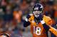 Nov 17, 2013; Denver, CO, USA; Denver Broncos quarterback Peyton Manning (18) in the first quarter against the Kansas City Chiefs at Sports Authority Field at Mile High. Mandatory Credit: Isaiah J. Downing-USA TODAY Sports