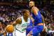 BOSTON, MA - JANUARY 24: Rajon Rondo #9 of the Boston Celtics drives to the basket past Tyson Chandler #6 of the New York Knicks during the game on January 24, 2013 at TD Garden in Boston, Massachusetts. NOTE TO USER: User expressly acknowledges and agrees that, by downloading and or using this photograph, User is consenting to the terms and conditions of the Getty Images License Agreement. (Photo by Jared Wickerham/Getty Images)
