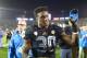 Nov 15, 2013; Pasadena, CA, USA; UCLA Bruins running back Myles Jack (30) celebrates after the game against the Washington Huskies at Rose Bowl. Mandatory Credit: Kirby Lee-USA TODAY Sports