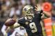NEW ORLEANS, LA - NOVEMBER 17: Drew Brees #9 of the New Orleans Saints throws a pass against the San Francisco 49ers at Mercedes-Benz Superdome on November 17, 2013 in New Orleans, Louisiana. The Saints defeated the 49ers 23-20. (Photo by Wesley Hitt/Getty Images)