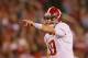 STARKVILLE, MS - NOVEMBER 16: AJ McCarron #10 of the Alabama Crimson Tide points out the defense against the Mississippi State Bulldogs at Davis Wade Stadium on November 16, 2013 in Starkville, Mississippi. (Photo by Kevin C. Cox/Getty Images)