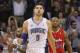 Nov 6, 2013; Orlando, FL, USA; Orlando Magic center Nikola Vucevic (9) pumps his fist against the Los Angeles Clippers during the second half at Amway Center. Orlando Magic defeated the Los Angeles Clippers 98-90. Mandatory Credit: Kim Klement-USA TODAY Sports