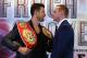 MANCHESTER, ENGLAND - SEPTEMBER 17: Carl Froch and George Groves go head to head to promote their upcoming fight during a press conference at the Radisson Blu Edwardian Hotel on September 17, 2013 in Manchester, England. (Photo by Alex Livesey/Getty Images)
