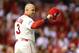 ST LOUIS, MO - OCTOBER 26: Carlos Beltran #3 of the St. Louis Cardinals acknowledges the crowd prior to Game Three of the 2013 World Series against the Boston Red Sox at Busch Stadium on October 26, 2013 in St Louis, Missouri. (Photo by Ronald Martinez/Getty Images)