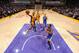 LOS ANGELES, CA - NOVEMBER 22: Nick Young #0 of the Los Angeles Lakers attempts a shot during a game against the Golden State Warriors on November 22, 2013 at STAPLES Center in Los Angeles, California. NOTE TO USER: User expressly acknowledges and agrees that, by downloading and/or using this Photograph, user is consenting to the terms and conditions of the Getty Images License Agreement. Mandatory Copyright Notice: Copyright 2013 NBAE (Photo by Andrew D. Bernstein/NBAE via Getty Images)