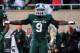 Nov 2, 2013; East Lansing, MI, USA; Michigan State Spartans safety Isaiah Lewis (9) reacts to play during the 2nd half of a game against the Michigan Wolverines at Spartan Stadium. MSU won 29-6. Mandatory Credit: Mike Carter-USA TODAY Sports